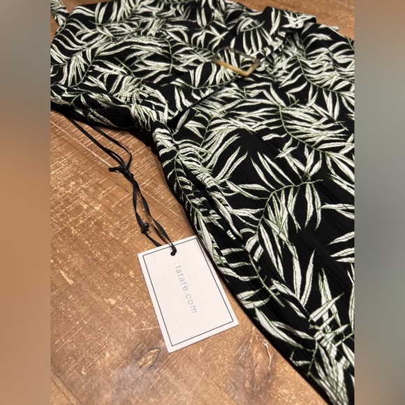 1. STATE Womens Belted
Sleeveless Halter Wide Leg
Jumpsuit Palm Print. - Picture 5 of 14